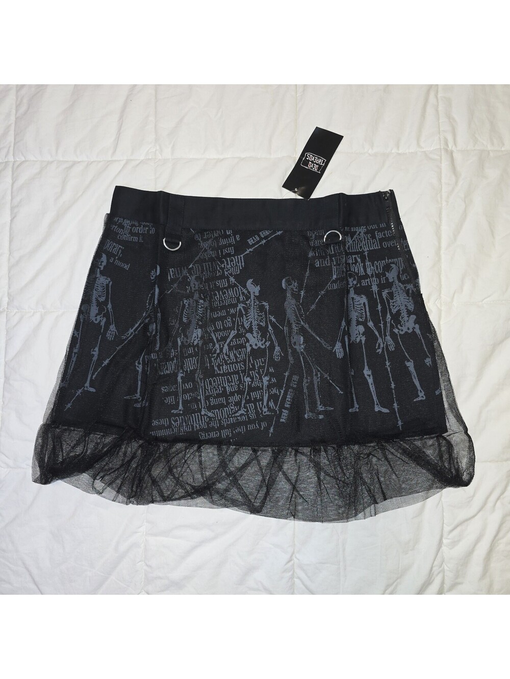 Dead Threads Cotton Mini Skirt Sheer Skeleton Goth Punk Y2K 2000s Sz L / 12